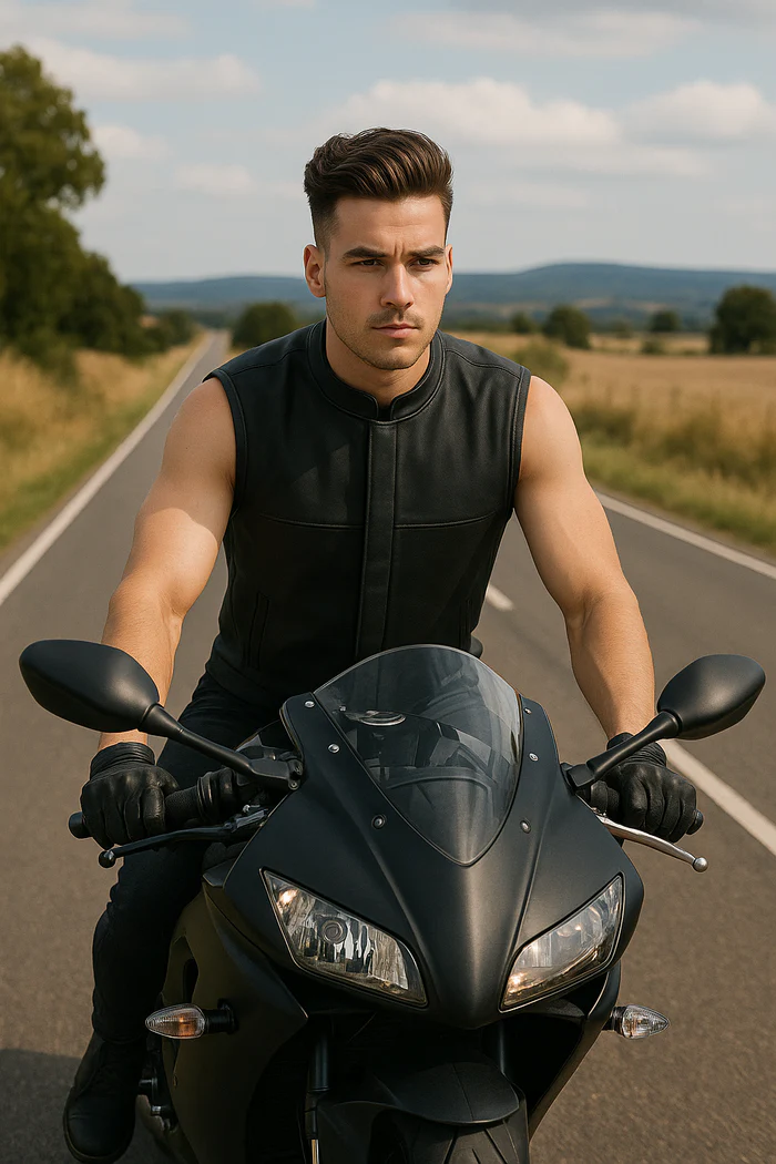 Darkhaven Men's Moto Club Leather Vest - Image 8