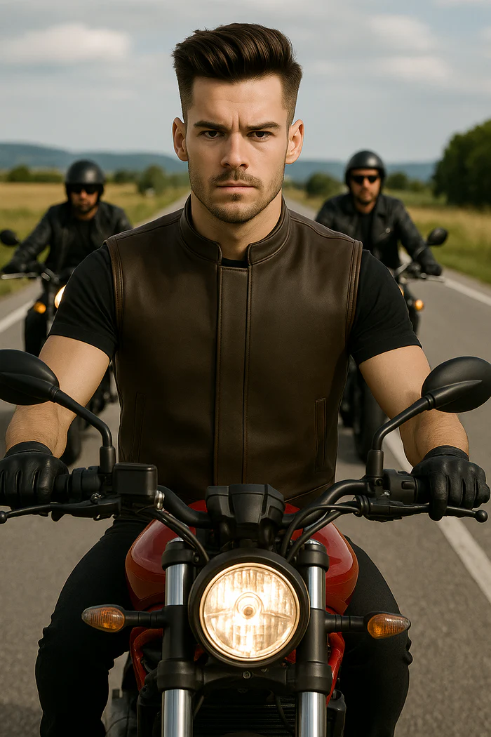 Darkhaven Men's Moto Club Leather Vest - Image 16