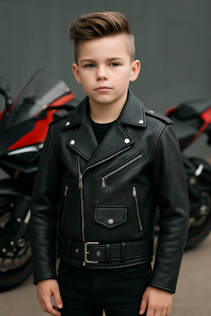 Mini Little Rebel Rider Kids Leather Biker Jacket - Image 9