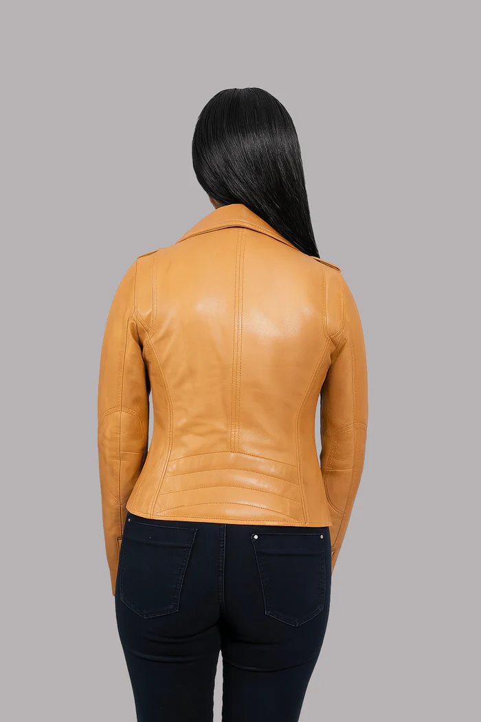 Sloane Steel Women's Leather Biker Jacket - Image 16