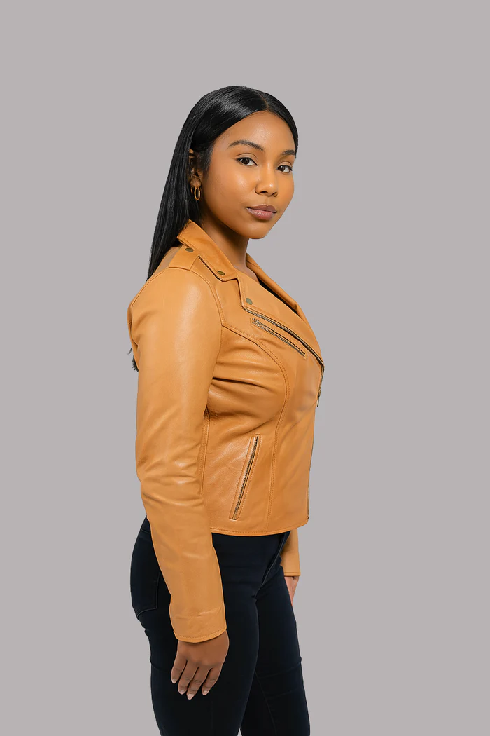 Sloane Steel Women's Leather Biker Jacket - Image 15