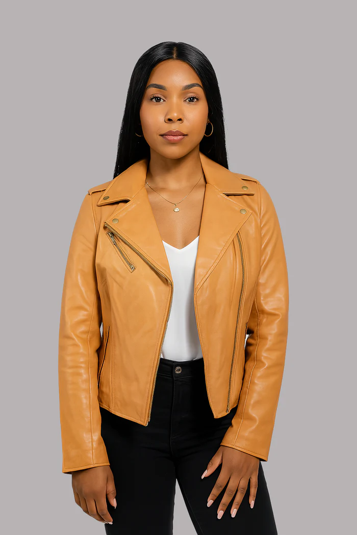 Sloane Steel Women's Leather Biker Jacket - Image 12