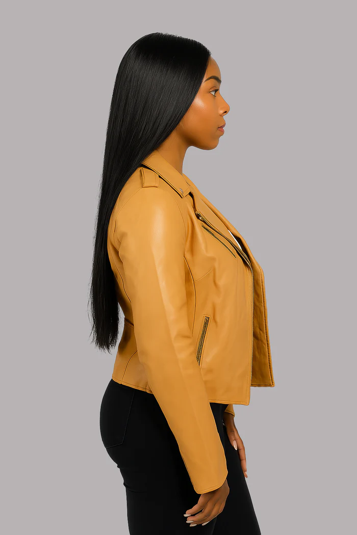 Sloane Steel Women's Leather Biker Jacket - Image 13