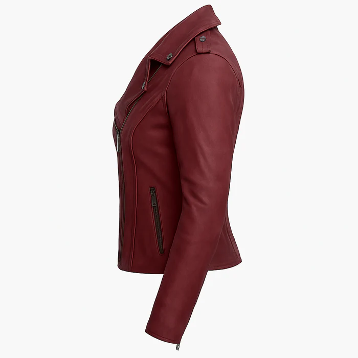 Sloane Steel Women's Leather Biker Jacket - Image 2