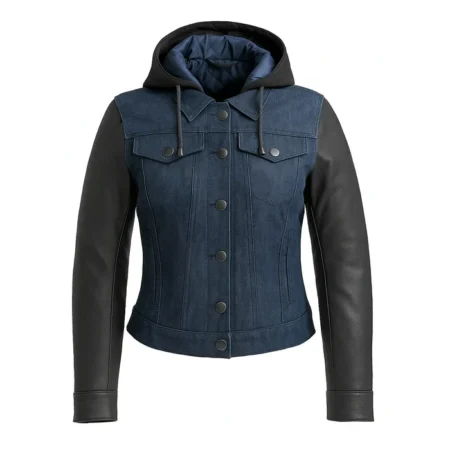 Shadow Denim Women's Motorcycle Denim & Leather Jacket