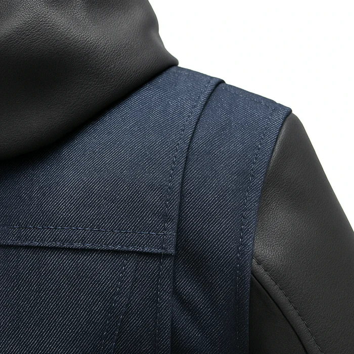 Shadow Denim Women's Motorcycle Denim & Leather Jacket - Image 4