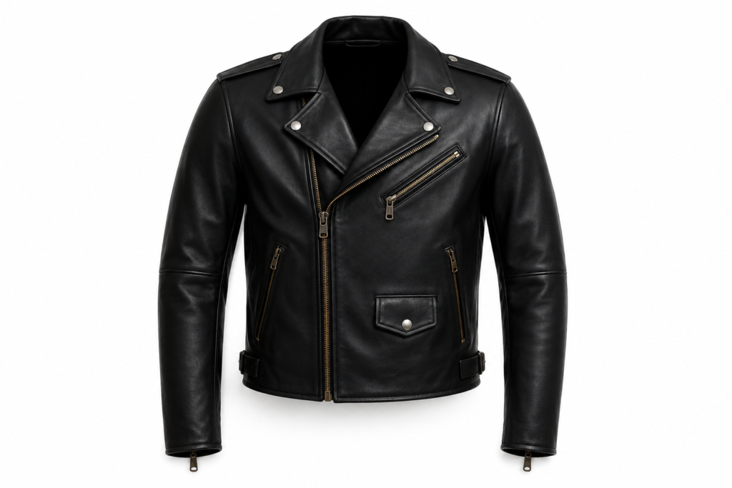 Genuine leather biker jacket