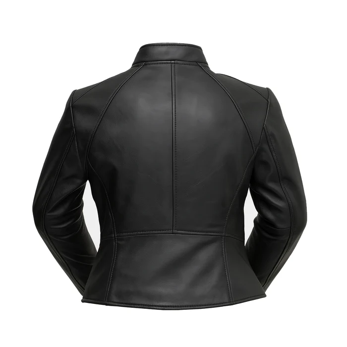 Women's Asymmetrical Lambskin Leather Biker Jacket - Image 6