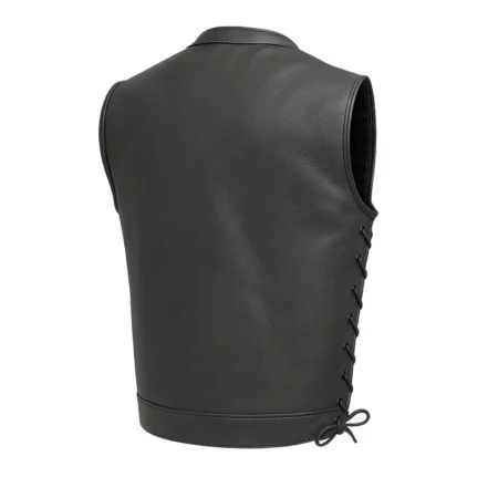 Back view of the Dark Knight men's motorcycle leather vest