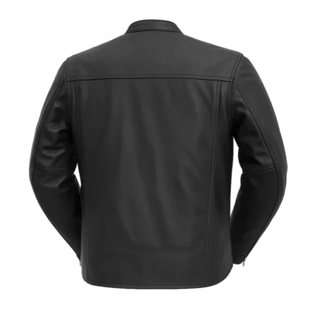 Back view of Jetstream Men's Motorcycle Leather Jacket showcasing the perforated action back and tailored fit.