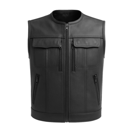 Warpath men's motorcycle leather vest front view