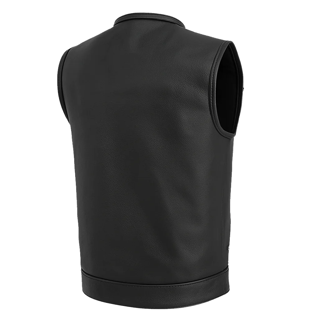 Warpath men's motorcycle leather vest back view